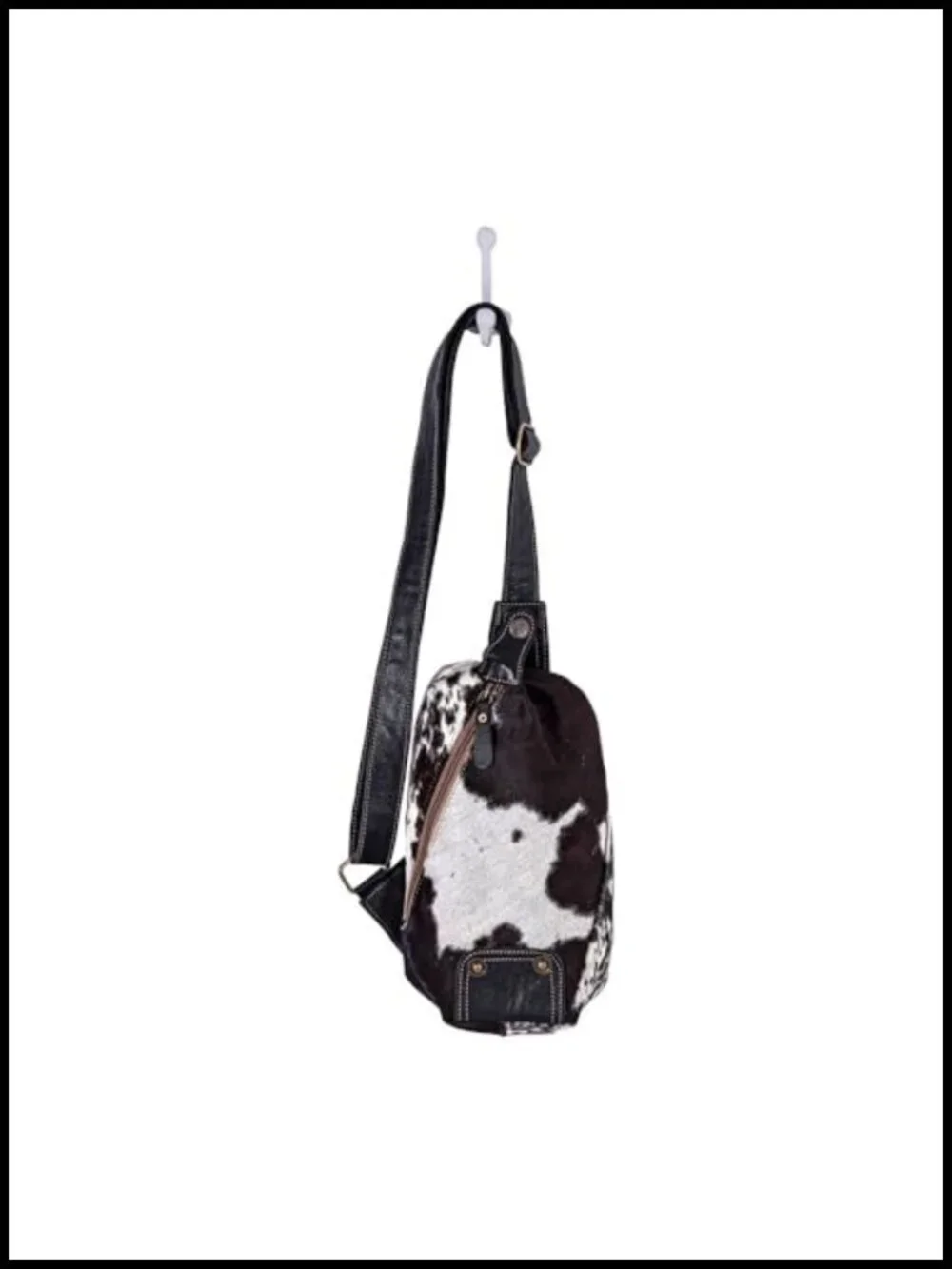 Upcycled Canvas Hairon Leather Crossbody Sling Bag